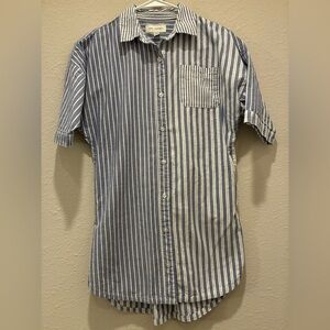 Free Assembly Blue and White Striped Button Down Dress Shirt M
